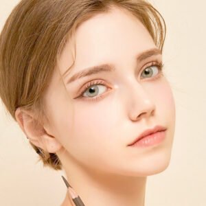 Model wearing Happy Jasmine Gray 14.0mm colored contacts