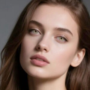 Model wearing Love Story Brown Contact Lenses 14.2mm natural warm brown look