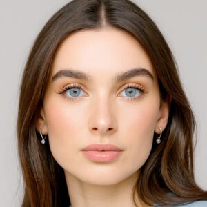 Model wearing Love Story Blue Contact Lenses 14.2mm natural sky blue look